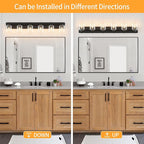 6 Light Modern Bathroom Light Fixtures Over Mirror, Black Vanity Lights for Bathroom Wall Sconces with Clear Glass Shades, E26 Socket (Bulbs Not Included)