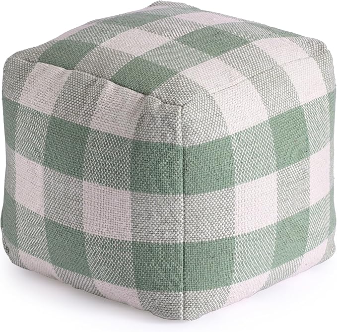 Anji Mountain Artisan Crafted Cotton Blend Pouf Ottoman | Versatile Floor Seating & Footstool for Living Room | Modern Boho Home Décor Accent | Filled Pouffe