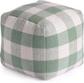Anji Mountain 100% Handmade & Handcrafted Comfortable Home Décor Pouf Ottoman Footrest for Living Room, Bedroom, Nursery, Kidsroom, Patio Furniture - (20" x 20" x 20"- Green,Ivory)