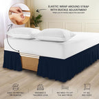 Utopia Bedding King Elastic Bed Ruffle - Easy Wrap Around Ruffle - Microfiber Bed Skirt with Adjustable Elastic Belt 16 Inch Tailored Drop - Hotel Quality Bedskirt, Fade Resistant (King, Navy)