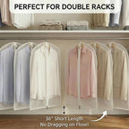 Clear Garment Bags For Hanging Clothes, 36" Women Suit Bags, Plastic Garment Bags for Closet Storage, Suit Cover Bags with Zipper for Short Coats, Jackets, Shirts 24"x36"/ 6 Pack