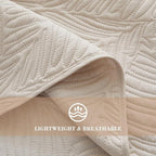 Exclusivo Mezcla Queen Quilt Bedding Set, Lightweight Brich Beige Quilts Queen Full Size for All Seasons, Soft Microfiber Bedspreads Coverlets Bed Cover with Leaf Pattern, 3 Piece