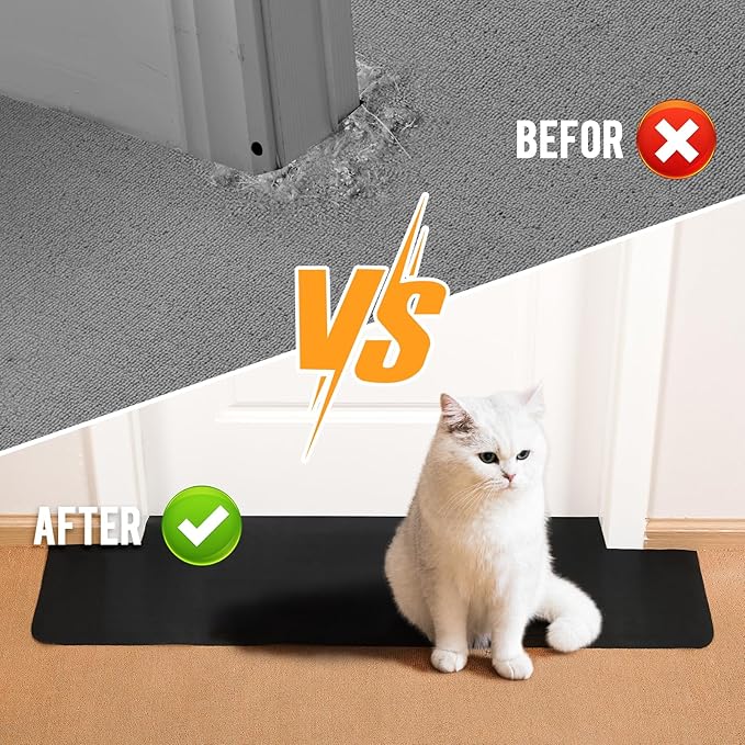 Uross Carpet Protector for Pets -3.6FT Black Round Corner Plastic Under Door Cat Carpet Protector for Doorway, Anti Cat Scratch Carpet Protector Mat, Stop Cats from Scratching