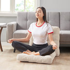 Degrees of Comfort Meditation Floor Pillow, Square Large Pillows Seating for Adults, Tufted Corduroy Cushion for Balcony Bedroom Tatami Living Room, Beige, 22x22 Inch