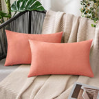 MIULEE Pack of 2 Decorative Outdoor Solid Waterproof Throw Pillow Covers Spring Valentine Faux Linen Garden Farmhouse Cushion Cases for Patio Tent Balcony Couch Sofa 20x12 Inch Blush Pink