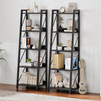 HOOBRO Ladder Shelf, 5-Tier Bookshelf, Corner Bookcase, Freestanding Storage Shelf Display Organizer, for Living Room, Bedroom, Home Office, Kitchen, Black BB305CJ01