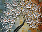 YaSheng Art - hand-painted Oil Painting On Canvas white Flowers Paintings Modern Home Interior Decor Abstract Art picture Ready to hang 24x24inch