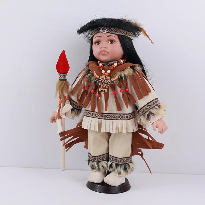 KINNEX COLLECTIONS SINCE 1997 12" Collectible Native American Indian Porcelain Doll - D12775 (Chetan)