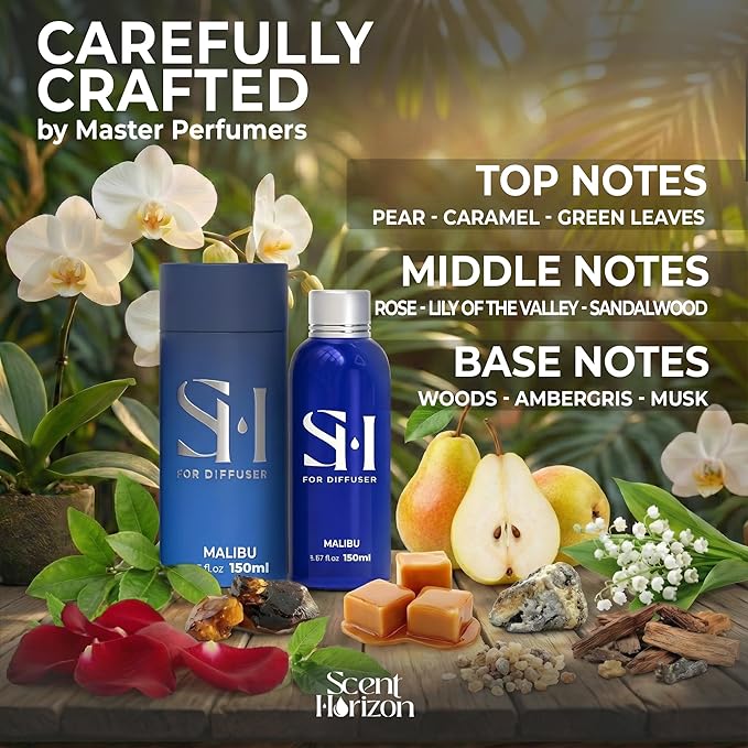 Malibu No.1003 Hotel Diffuser Oil Refill, 5.07 Fl oz | 150ml, Luxury Home Scent Fragrance Oil for Diffuser Ultrasonic and Waterless Diffuser Oil and Crafting, Long-Lasting Aroma