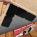 Rug Carpet Non Slip Grippers, Reusable Rug Tape Stickers Pads for Hardwood Floors and Tiles, Double Adhesive Carpet Grippers for Area Rugs Corners Flat, No Damaging for Floor Removable, 4Pcs