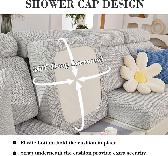 Sofa Covers Couch Covers for Sofa Pet Friendly Couch Cushion Covers Universal Sofa Covers Washable Stretch Slipcovers for Sectional Sofa (Texture Light Gray,Large Single Seat Cover)