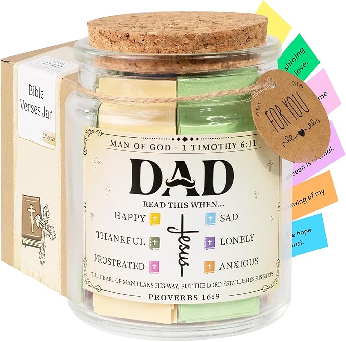 Bible Verse Jar for Daughter – 92 Color-Coded Scriptures of Encouragement, Birthday & Christmas Gift, Christian Keepsake, Daughter-in-Law Gift (Bible Jar For Dad)