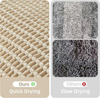 Pale Beige Bathroom Rug, Waffle Bath Mat Non Slip Washable Super Absorbent Quick Dry Boho Farmhouse Bathroom Decor, 24''x16'' Pale Beige