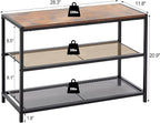 DUMOS 3-Tier Shoe Bench with Storage, Industrial Entryway Sturdy Shoe Rack Organizer Bench with Mesh Shelves for Entryway, Hallway & Living Room, Easy Assembly, Rustic Brown and Black