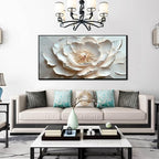 Flower Art Wall Decor for Living Room - White Canvas Wall Art for Office - Large Black Framed Wall Art for Bedroom Size 29" x 59"