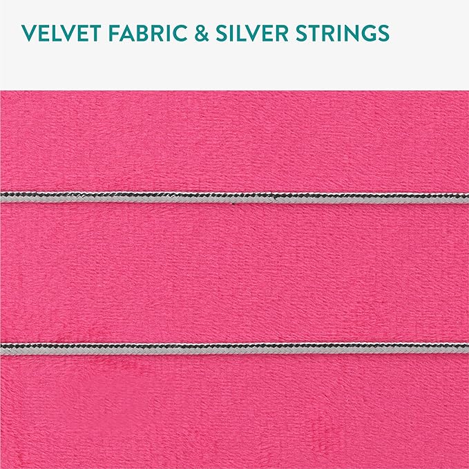 Navaris Fabric Memo Bulletin Board - 12" x 17" Velvet Memory Board for Wall to Display Photo Collages, Pictures, Notes - Includes 6 Push Pins - Bright Pink