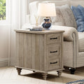 WAMPAT End Table with Charging Station, Grey Side Table with Storage Cabinet & Drawer, Wooden Nightstand with Power Outlets & Type-C USB Ports for Bedroom, Living Room