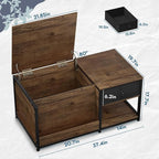 SINPAID Coffee Table with Storage, Rectangular Coffee Tables for Living Room, Farmhouse Coffee Table with Hidden Storage Compartment and Adjustable Shelves, Walnut