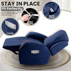VANSOFY Recliner Chair Covers, 4-Pieces Stretch Recliner Cover Jacquard Soft Reclining Chair Slipcover Furniture Protector with Elastic Bottom for Lazy Boy Recliner(Dark Blue)