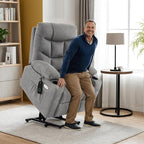 MCombo Power Lift Recliner Chair with Extended Footrest for Elderly People, Fabric 7287/7087 (Dark Gray, Medium)