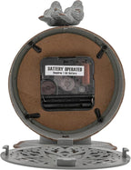 Creative Co-Op Grey Pewter Mantel Clock with Birds