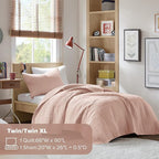 Comfort Spaces Kienna Quilt Set- Double Sided Stitching Design Summer Blanket, Lightweight, Soft, All Season Bedding Layer, Matching Sham, Blush, Coverlet Twin/Twin XL(66"x90") 2 Piece