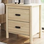Signature Design by Ashley Cabinella Casual 2-Drawer Nightstand with Round Post Legs, 24.37" Tall, Light Brown
