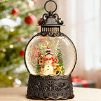 Snowman Snow Globe Christmas Decorations Indoor Deer Cardinal Snowman Gifts Classic Relief Texture Musical Glitter Snowfall USB/Battery Timer Lantern 10.6 inch