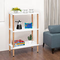White Bookcase by Natural Wood, 3 Tier Bookshelf, Small Book Shelves Freestanding Display Storage Shelves. Open Bookshelf for Bedroom, Living Room and Office (White, 2 Tier)
