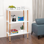 White Bookcase by Natural Wood, 3 Tier Bookshelf, Small Book Shelves Freestanding Display Storage Shelves. Open Bookshelf for Bedroom, Living Room and Office (White, 2 Tier)