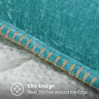 decorUhome Spring Chenille Soft Cozy Throw Pillow Covers 18x18 Set of 2, Modern Farmhouse Boho Velvet Decorative Pillow Cases with Stitched Edge for Couch Sofa Bed Home Decor, Turquoise