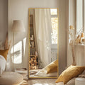 Full Length Mirror, 58"x18" Oversized Floor Mirror Freestanding, Full Body Mirror Floor Standing Mirrors with Stand, Hanging Mounted Mirrors for Bedroom Living Room, Gold, Rect Style