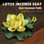 Lotus Incense Burner - Incense Burner Holder for Home Incense Holder Decor Incense Holder for Sticks Yoga, SPA(Z4-Green Yellow)