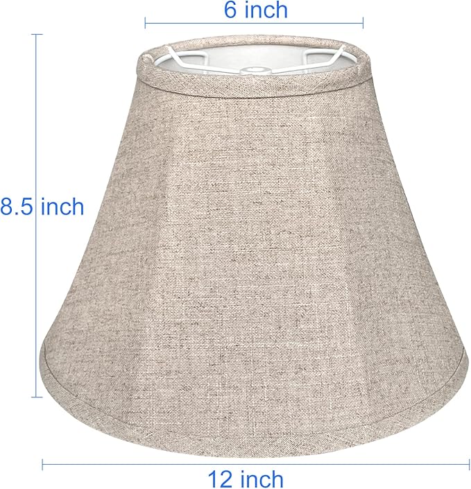 Double Brown Lamp Shade Set of 2, TOOTOO STAR Large Barrel Lampshade for Floor Light and Table Lamp 6x12x8.5 inch, DIY Fabric Natural Linen Hand Crafted, Spider (Brown, 6x12x8.5 inch)
