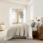 WDCOZY Beige Twin Quit Size Bedding Sets with Pillow Sham, Neutral Lightweight Soft Bedspread Coverlet, Quilted Blanket Thin Comforter Bed Cover for All Season, 2 Pieces, 68x90 inches
