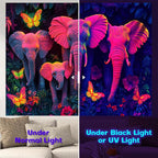 NYZE Elephant Tapestry for Bedroom, Glow in the Dark Room Decor Wall Tapestries, Cool Galaxy Planet Wall Hanging, Wall Hanging for Gamer Room Dorm Living Room 79in×59in