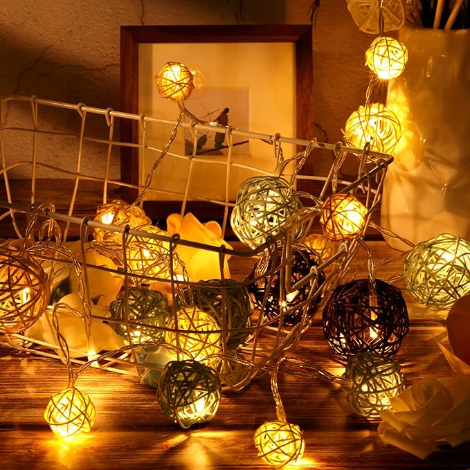 Patelai 36 Pcs Wicker Rattan Balls Decorative Balls for Vase Centerpiece Bowls Orbs Filler for Home Decor,4 Sizes