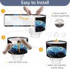 Space Planet Galaxy Lamp Shade with Acrylic Bead Droplets, Universe Drum Fabric Light Shade for Ceiling Pendant Table & Floor Lamp, Kid Boy Teen Room Decor, 11.8in