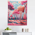 Ambesonne Trees Tapestry, Surreal Post-Impressionism Themed Woodland of Dreamy Sky and Tree Pattern, Fabric Wall Hanging Decor for Bedroom Living Room Dorm, 23" X 28", Pink Coral Blue Grey