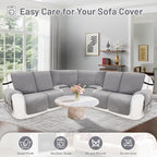 Reclining Sectional Couch Covers 100% Waterproof Velvet L Shape Recliner Couch Covers for Sofa Washable Anti Slip Recliner Slipcovers with Pockets (5 Seat Sofa with 2 Console, Silver Gray)