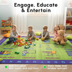 SAFECASTLE Alphabet Spanish Kids Educational Area Rug – 6'6" x 8'4" – Bilingual English & Spanish Learning Carpet with ABC Letters, Numbers & Classroom Objects – Classroom, Daycare & Preschool Rug