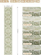 Hallway Runner Rug 2x12, Extra Long Washable Runner Rugs with Rubber Backing, Non Slip Runner, Vintage Rug Runners for Kitchen Laundry Room Entryway (Light Green,2'x12')