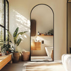 Full Length Mirror, 58" x 18.5" Arched Full Body Mirror Large Standing Floor Mirrors, Mirrors for Bedroom, Bathroom, Living Room Standing or Wall Leaning, Black