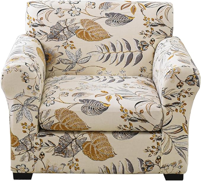 KRFOONN 2 Piece Chair Covers Printed Sofa Covers Couch Covers Washable Armchair Sofa Couch Slipcover Furniture Protector with Elastic Bottom for Living Room (Armchair, Color32), Small