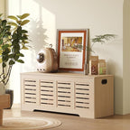 DINZI LVJ Storage Chest, 47.3”Wooden Storage Box with 2 Safety Hinges, Entryway Shoe Bench with Flip-Top, Farmhouse Style Trunk for Living Room, Bedroom, Play Room, Easy Assembly, Natural
