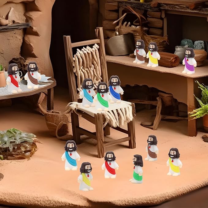 100 Pcs Baby Jesus Figures Mini Jesus Figurines in Bulk Original Design Tiny Miniature Jesus Figures for Hide and Seek, Religious Party Favors, Sunday School, Baptism Gift, Easter Egg Stuffers