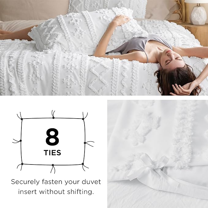 Bedsure Boho Duvet Cover King Size, Soft & Comfortable Elegant Design Boho Bedding for Decoration, Machine Washable Comforter Cover for All Seasons,Includes 1 Duvet Cover & 2 Pillow Shams,Light Pink