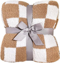 Panku Checkered Blanket, Ultra Soft Checkered Throw Blanket, Warm Fluffy Checkerboard Blanket for Couch and Sofa (50x60 Inches, Camel)