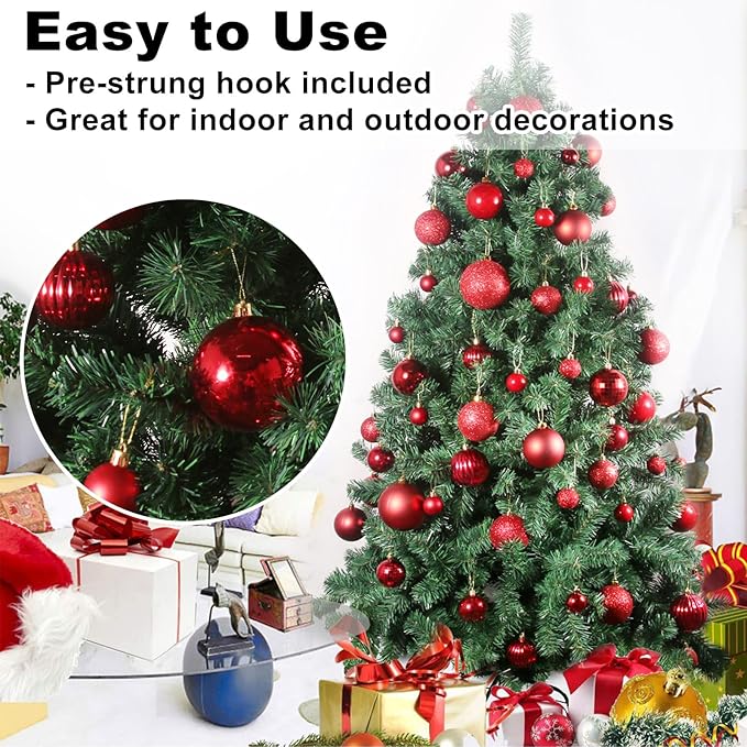 Rose Red 3.2" Large Christmas Balls - Christmas Tree Decoration Ornaments Shatterproof Hanging Balls for Birthday Halloween Holiday Wedding Decorations Set of 10pcs