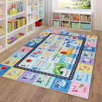 Kids ABC Rug for Playroom, Classroom Alphabet Area Carpet Playmat,Washable Toddler Mat for Baby Room,Play Room,Bedroom,Floor,Nursery (Blue,6'x9')